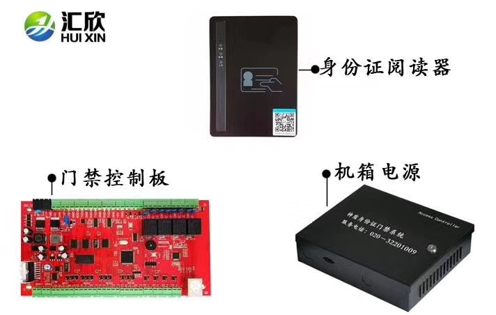 身份證門禁系統(tǒng)組成：身份證門禁板+身份證閱讀器+機箱電源